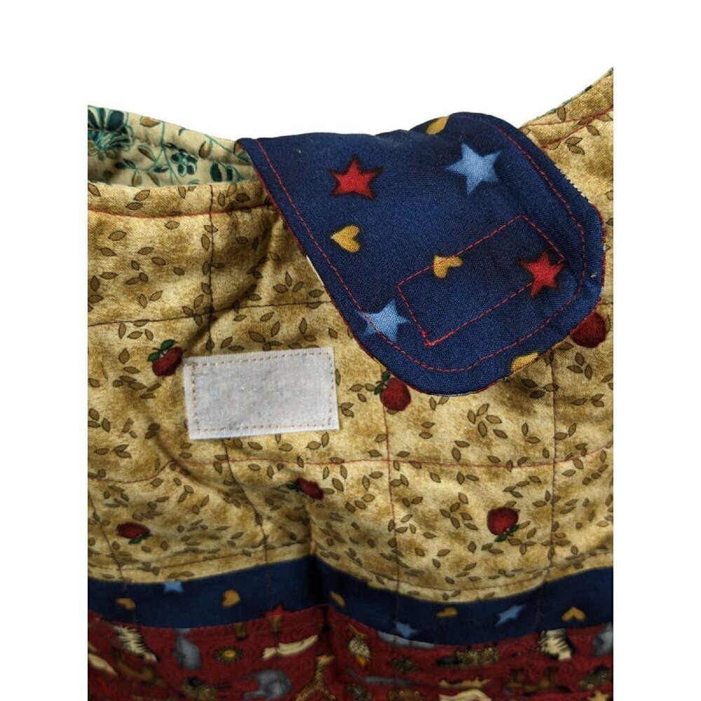 Quilted Patchwork Tote Bag Handmade Inner Pockets Hook Loop Closure Cottagecore - Picture 5 of 6